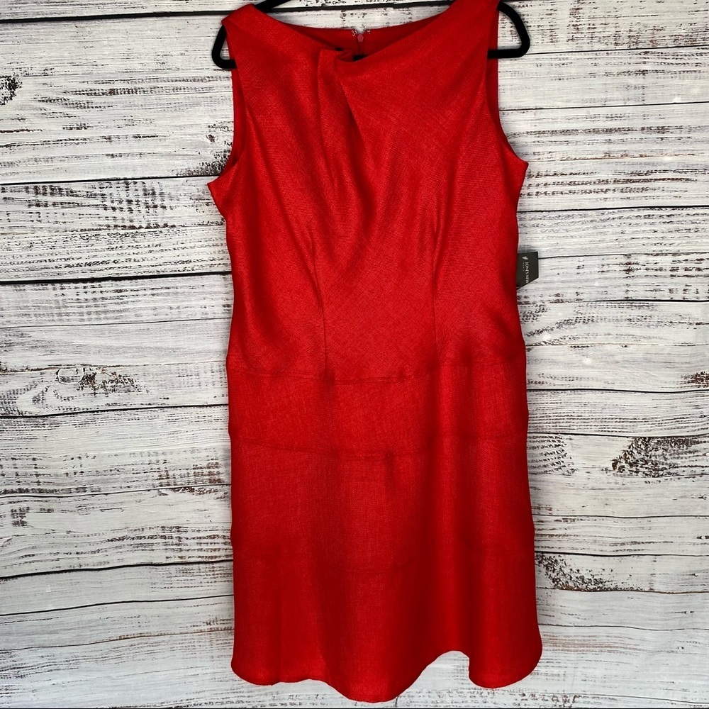 JONES NEW YORK WOMAN Grenadine Coral Orange Sleeveless Career Sheath Dress NWT